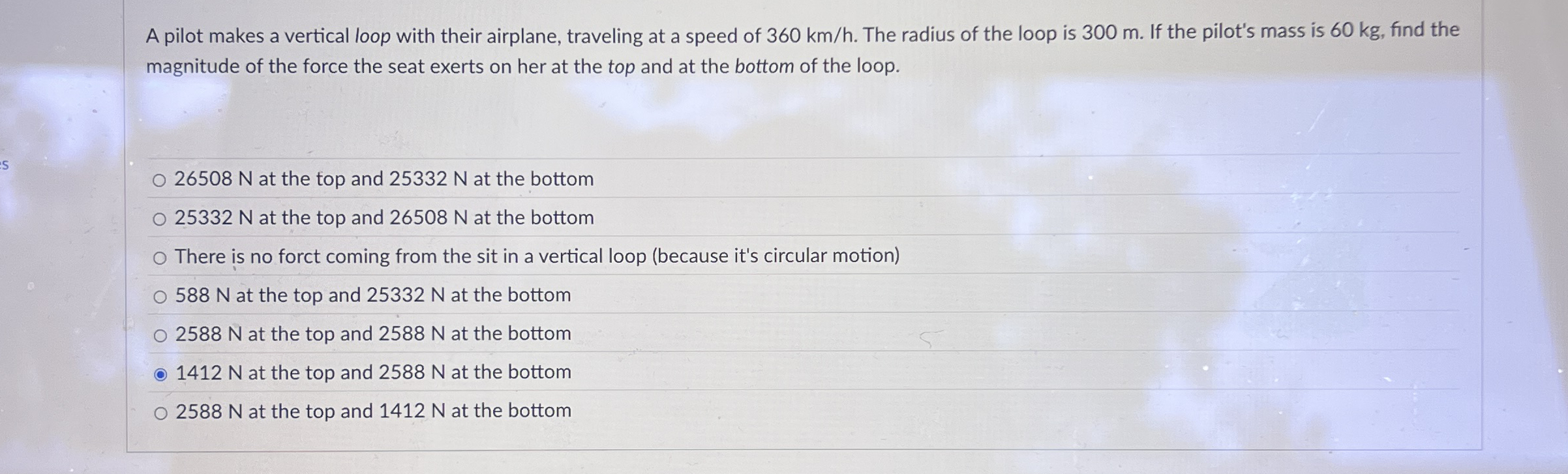 A pilot makes a vertical loop with their
