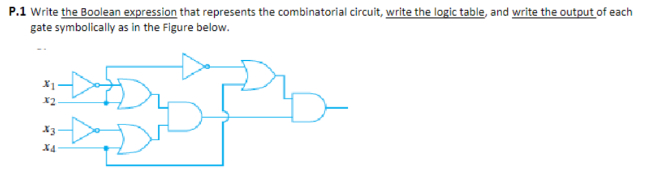 P . 1 Write the Boolean expression that