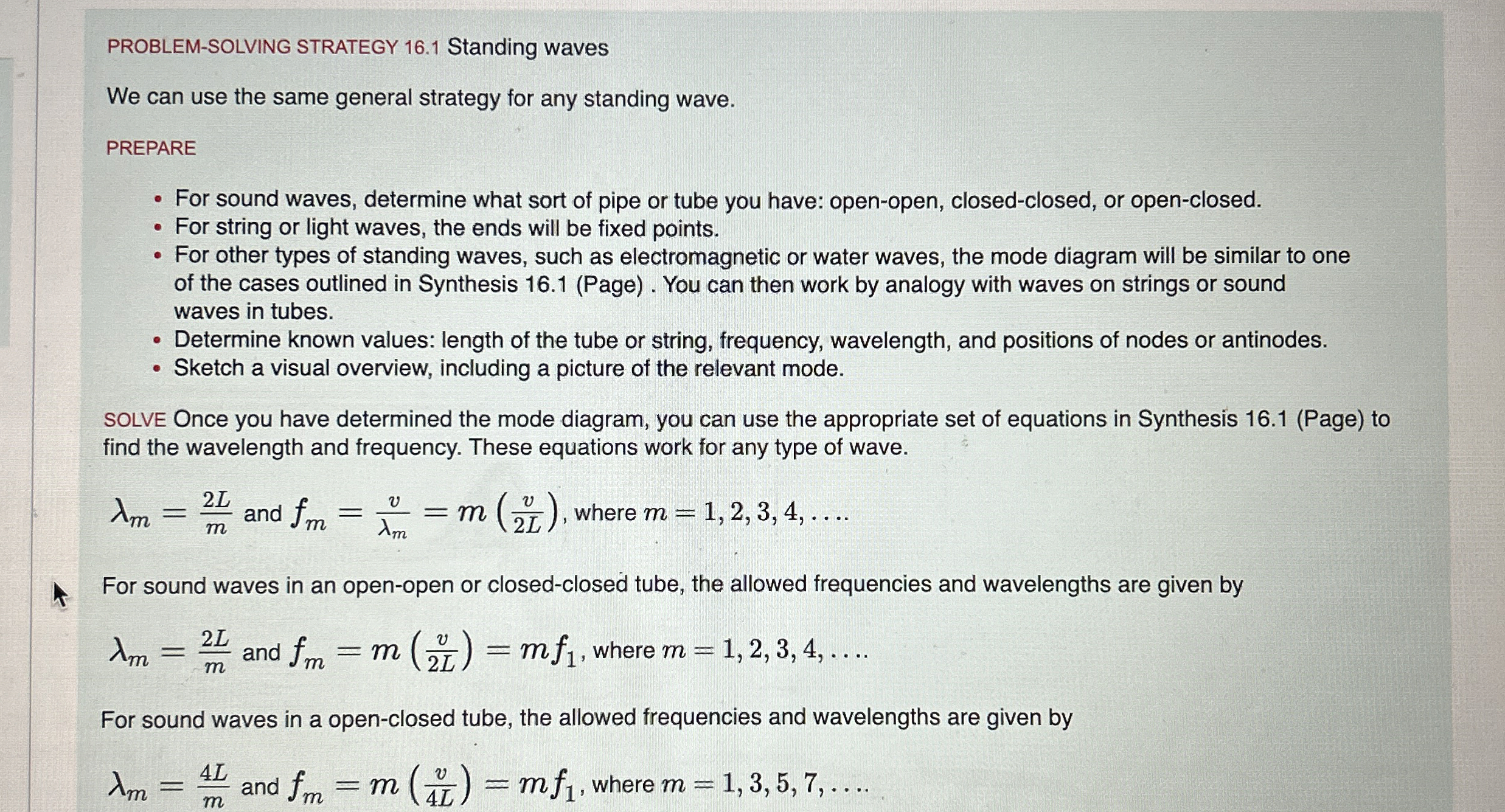 PROBLEM - SOLVING STRATEGY 1 6 . 1 Standing waves