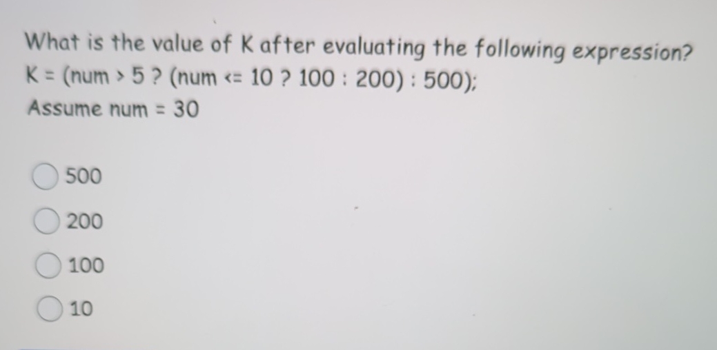 What is the value of K after evaluating the