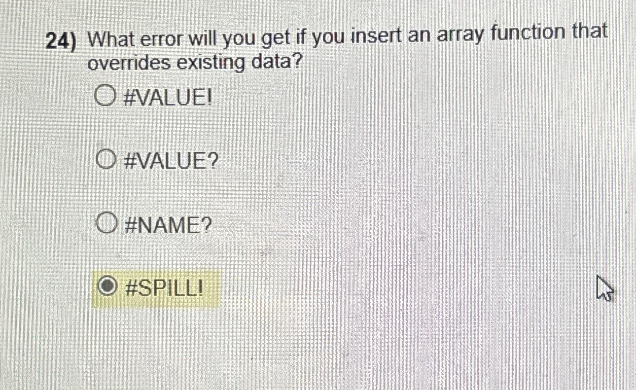 What error will you get if you insert an array