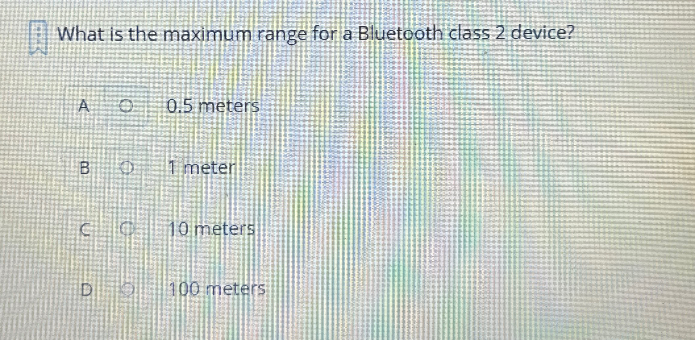 What is the maximum range for a Bluetooth class 2