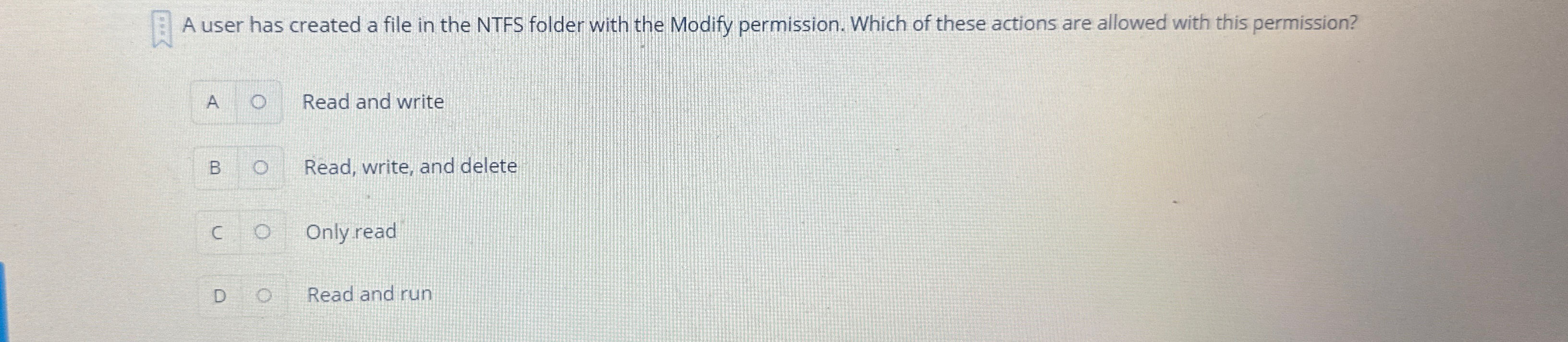 A user has created a file in the NTFS folder with