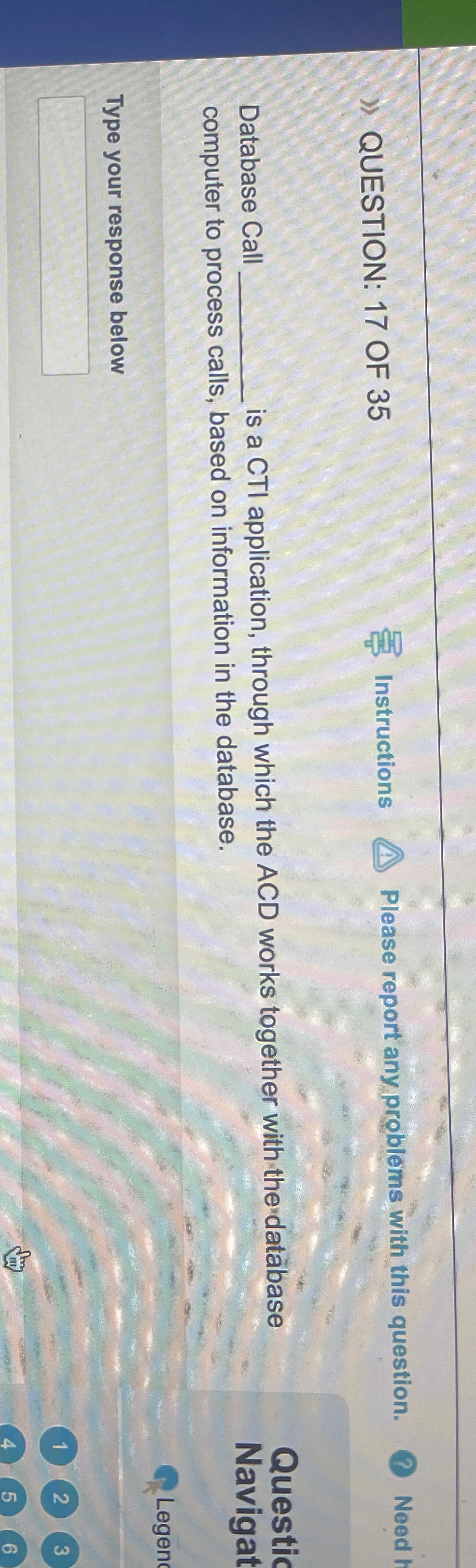 QUESTION: 1 7 OF 3 5 Instructions Please report