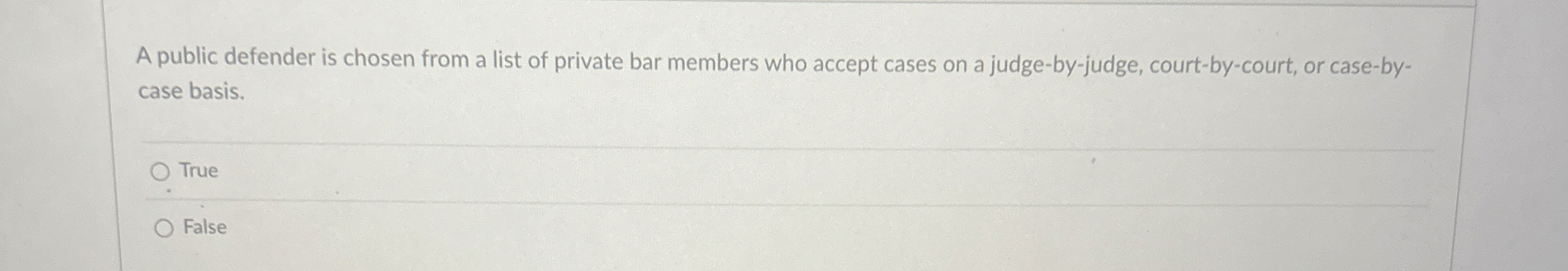 A public defender is chosen from a list of