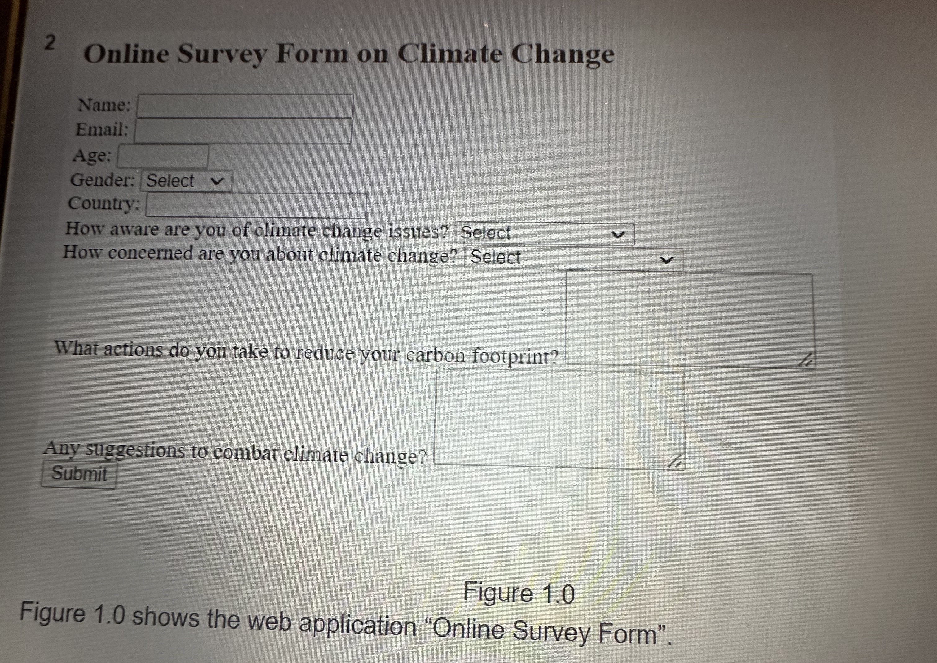 2 Online Survey Form on Climate Change Name: