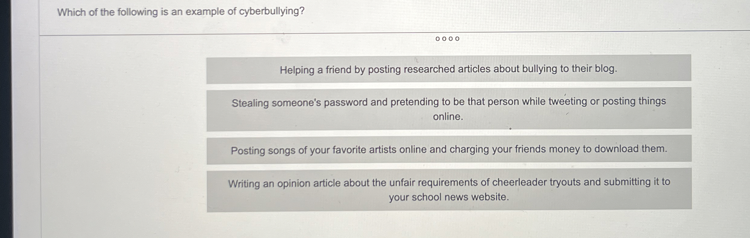 Which of the following is an example of