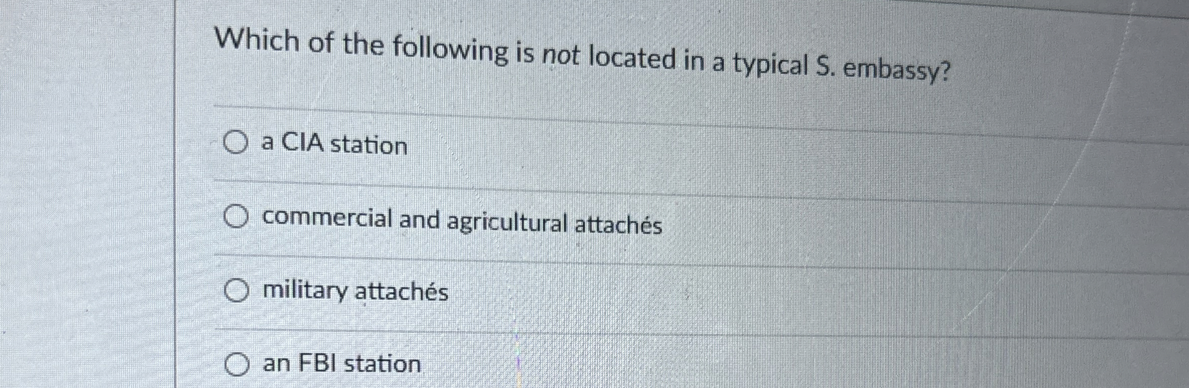 Which of the following is not located in a