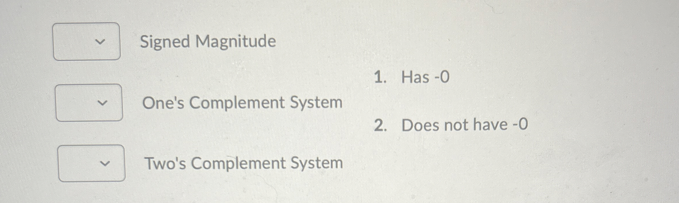 Signed Magnitude Has - 0 One's Complement System