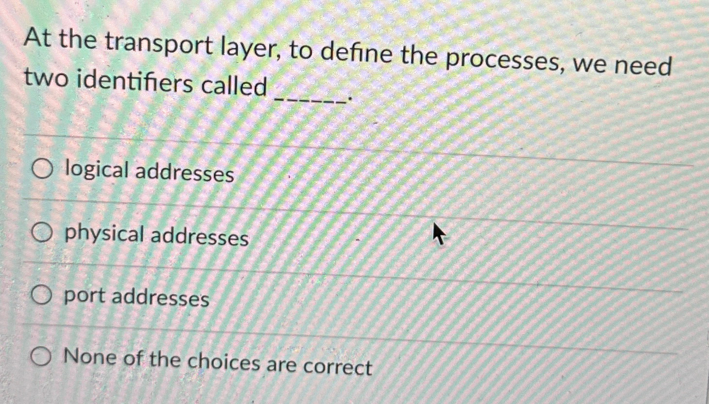 At the transport layer, to define the processes,