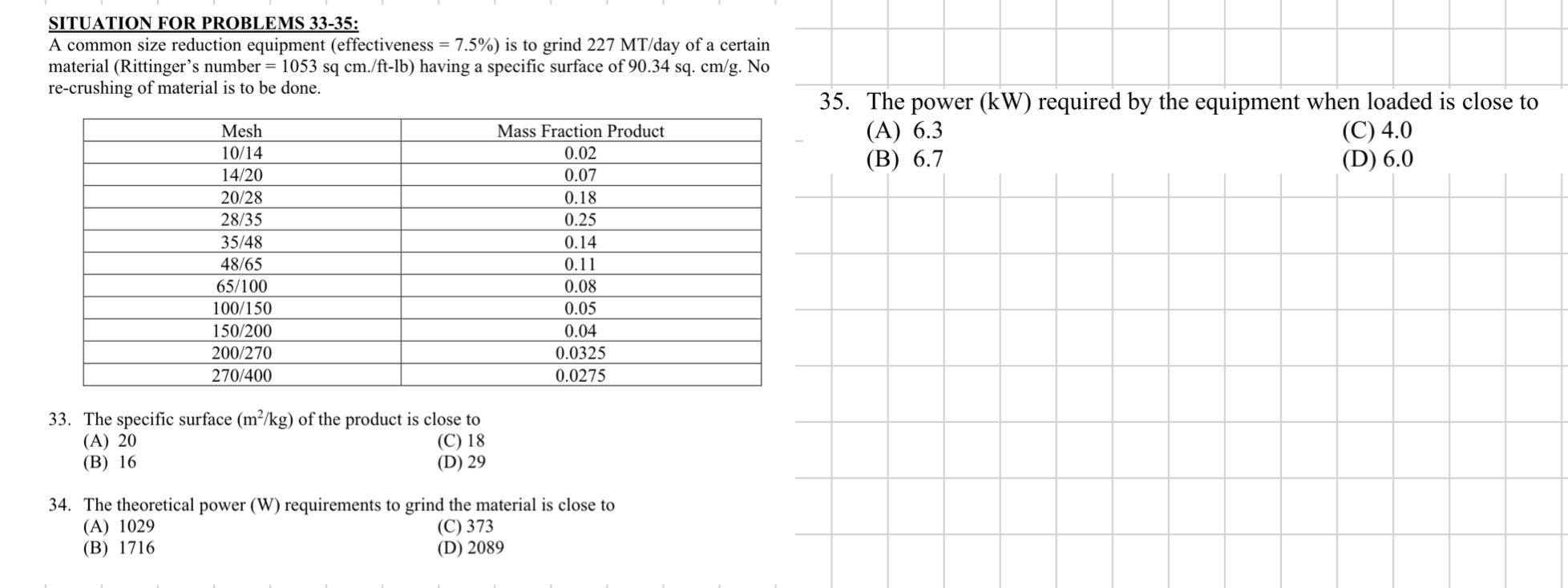 The specific surface ( ( m ^ ( 2 ) ) / ( k ) g )