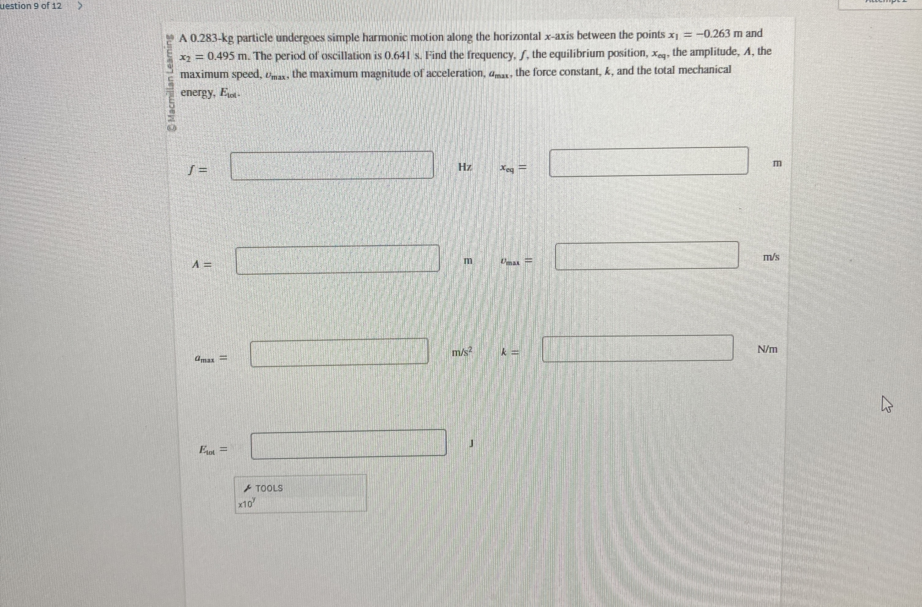 Hestion 9 of 1 2 A 0 . 2 8 3 - k g particle