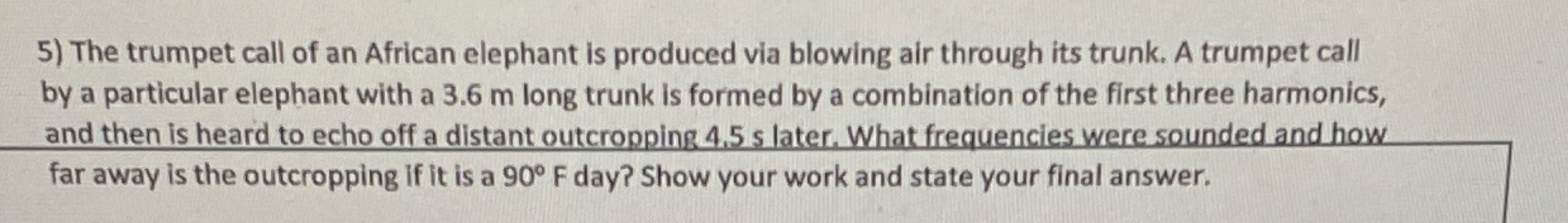 The trumpet call of an African elephant is