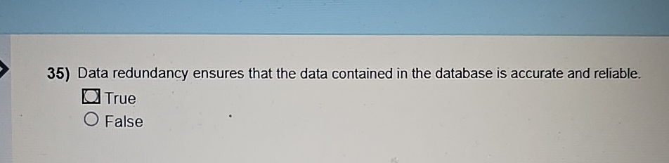 Data redundancy ensures that the data contained