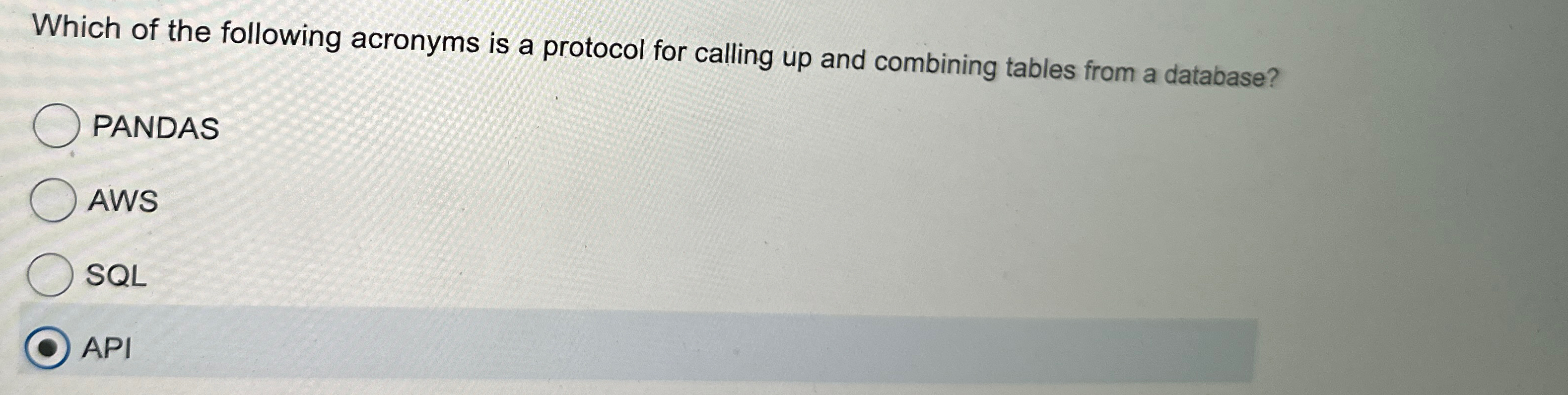 Which of the following acronyms is a protocol for