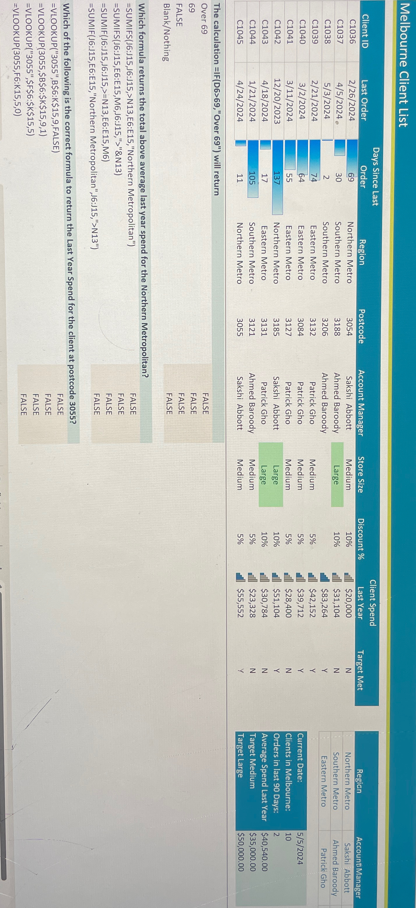 Melbourne Client List The calculation D 6 > 6 9 ,