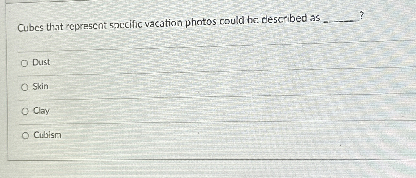 Cubes that represent specific vacation photos