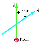 A proton traveling at 3 . 5 0 km / skm / s