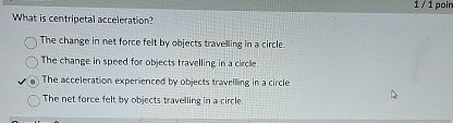 What is centripetal acceleration? The change in