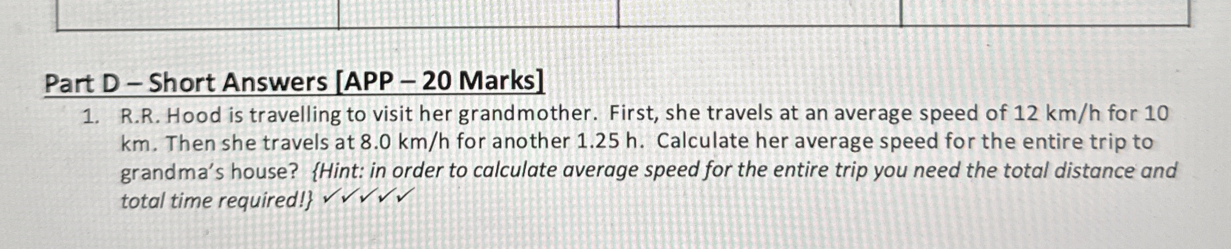 Part D - Short Answers [ APP - 2 0 Marks ] R . R