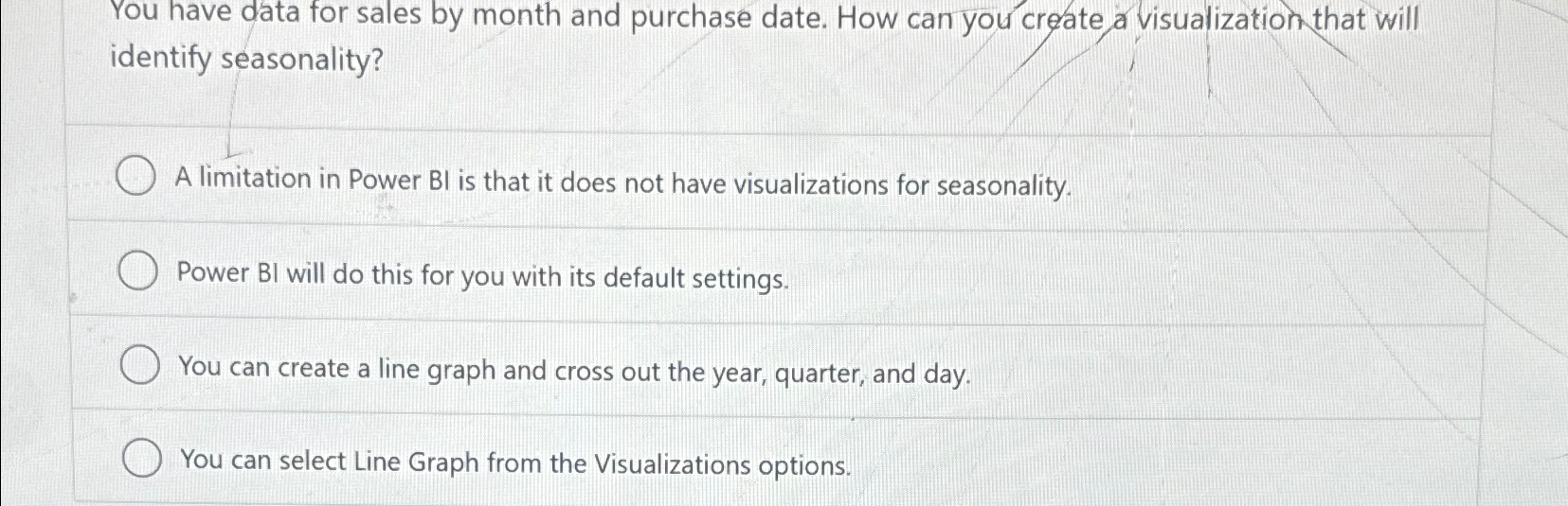 You have data for sales by month and purchase