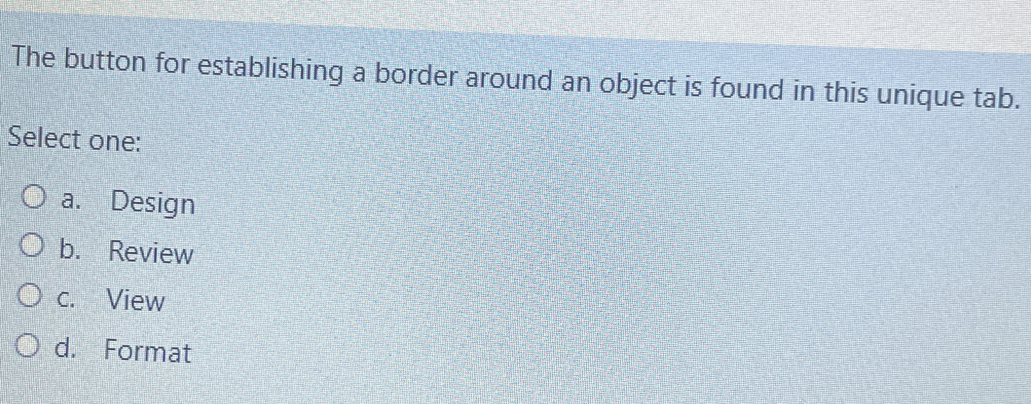 The button for establishing a border around an