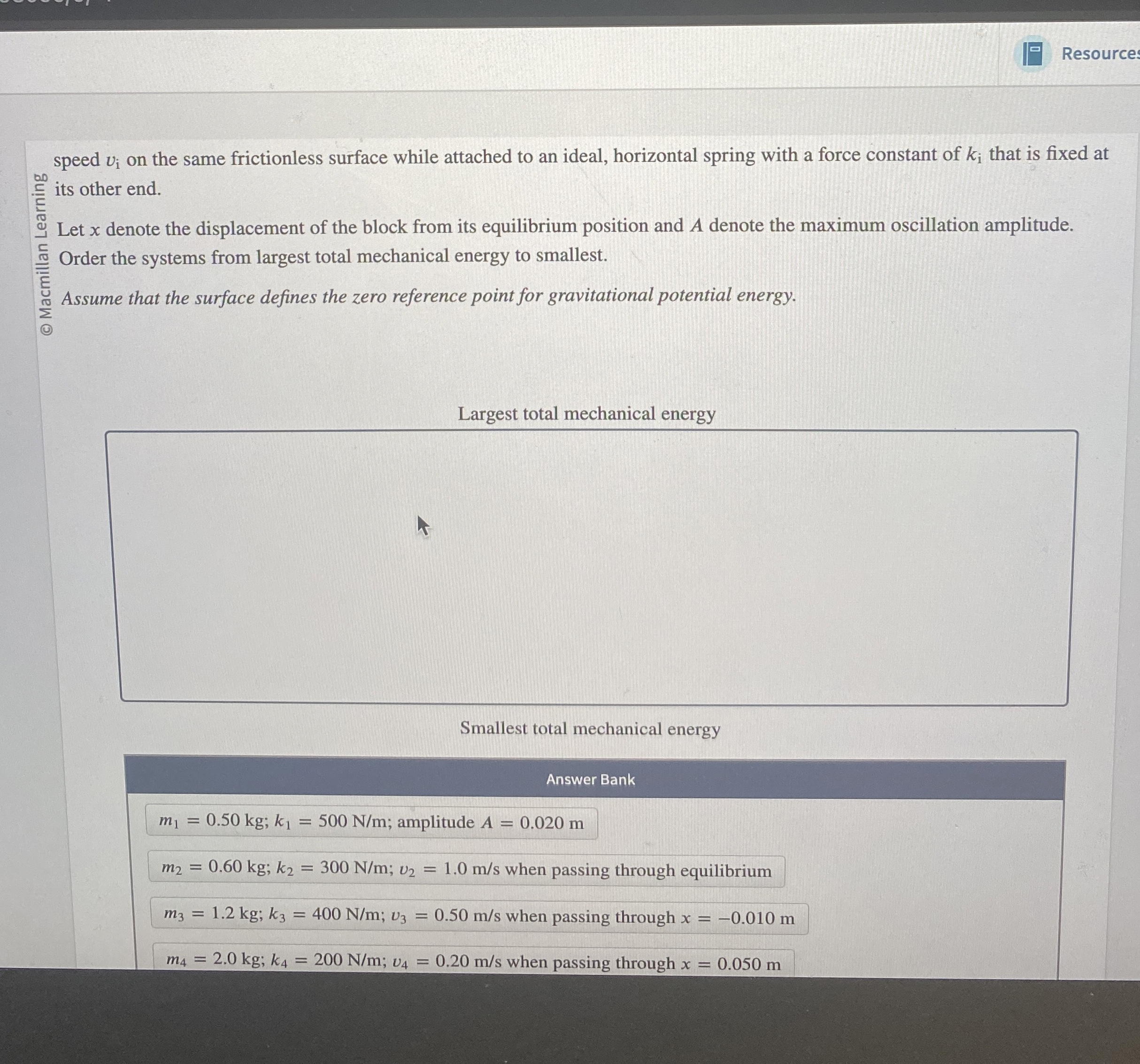 Resource speed v i on the same frictionless