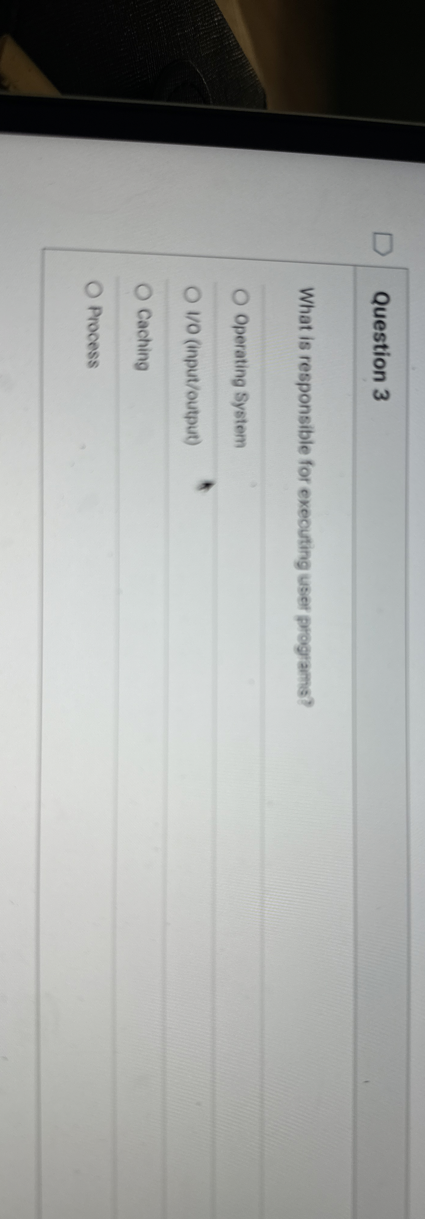 Question 3 What is responsible for exeouting user