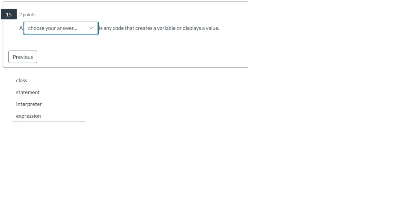 1 5 2 points A choose your answer... v v is any