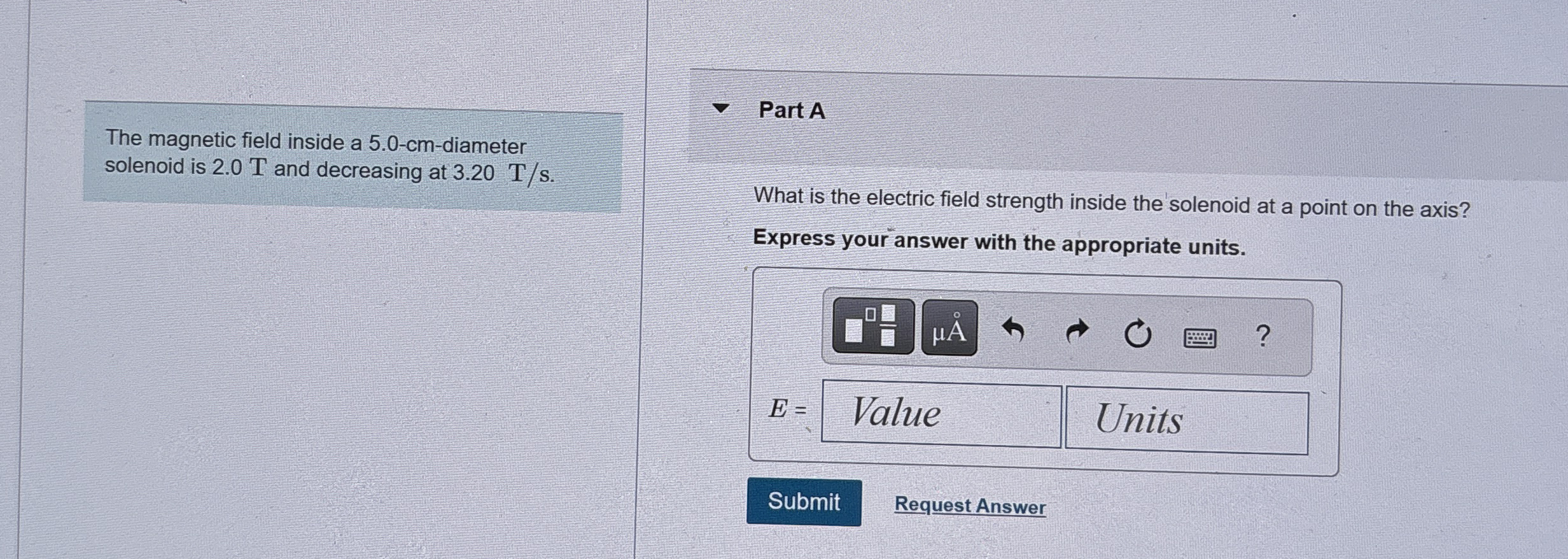 The magnetic field inside a 5 . 0 - c m -
