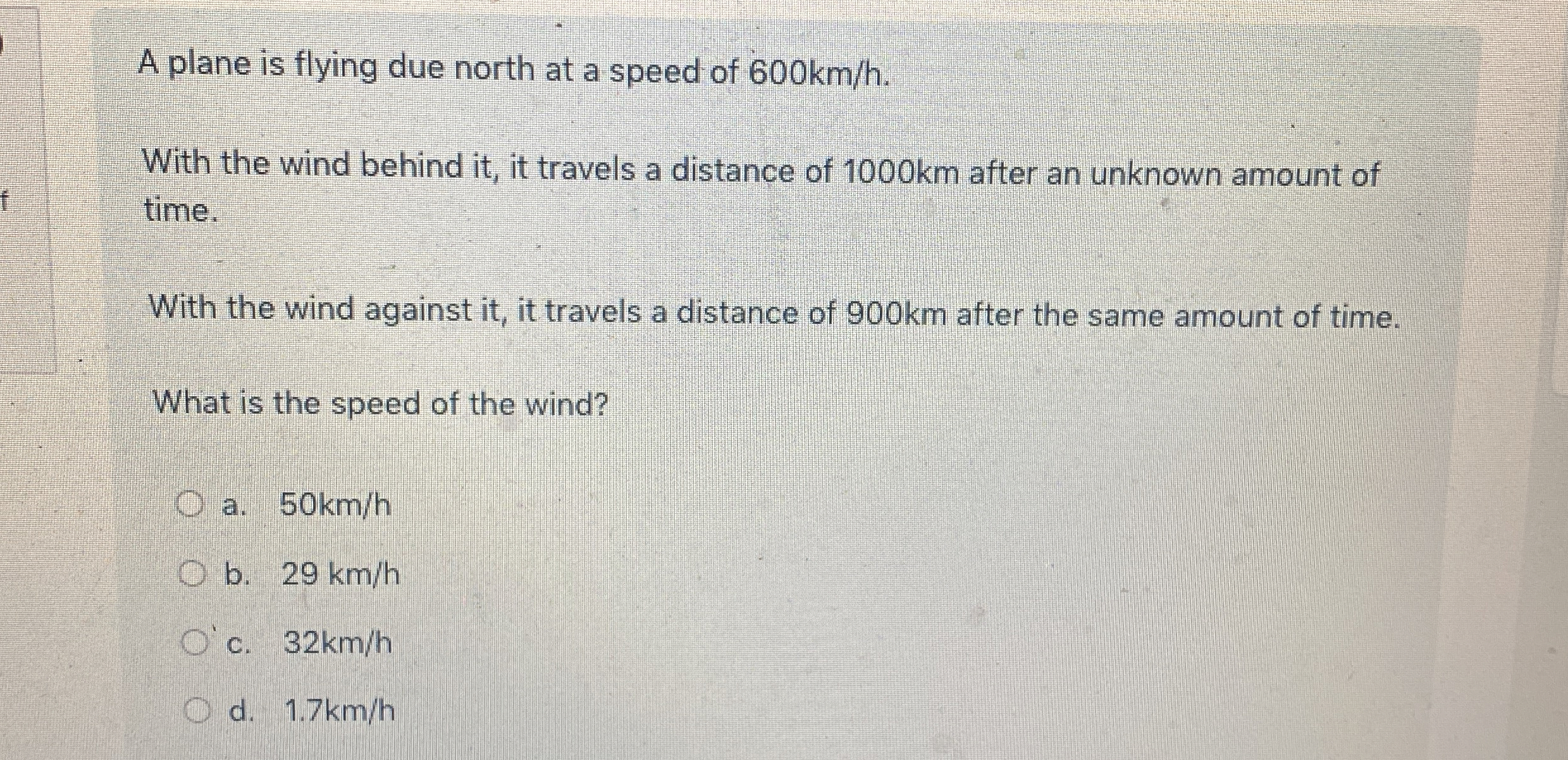 A plane is flying due north at a speed of 6 0 0 k