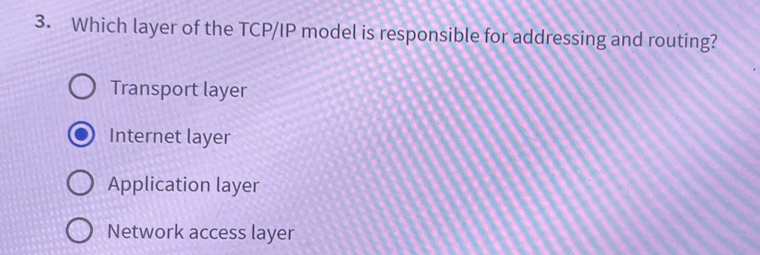 Which layer of the TCP / IP model is responsible