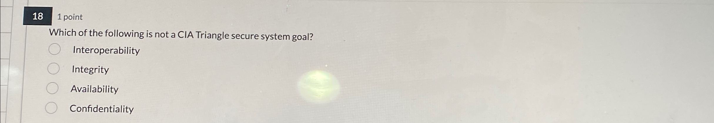 1 8 , 1 point Which of the following is not a CIA