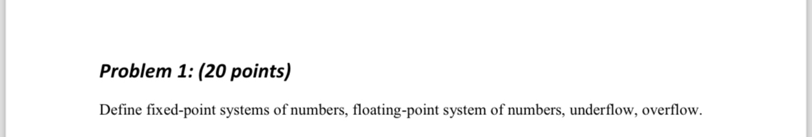 Problem 1 : ( 2 0 points ) Define fixed - point