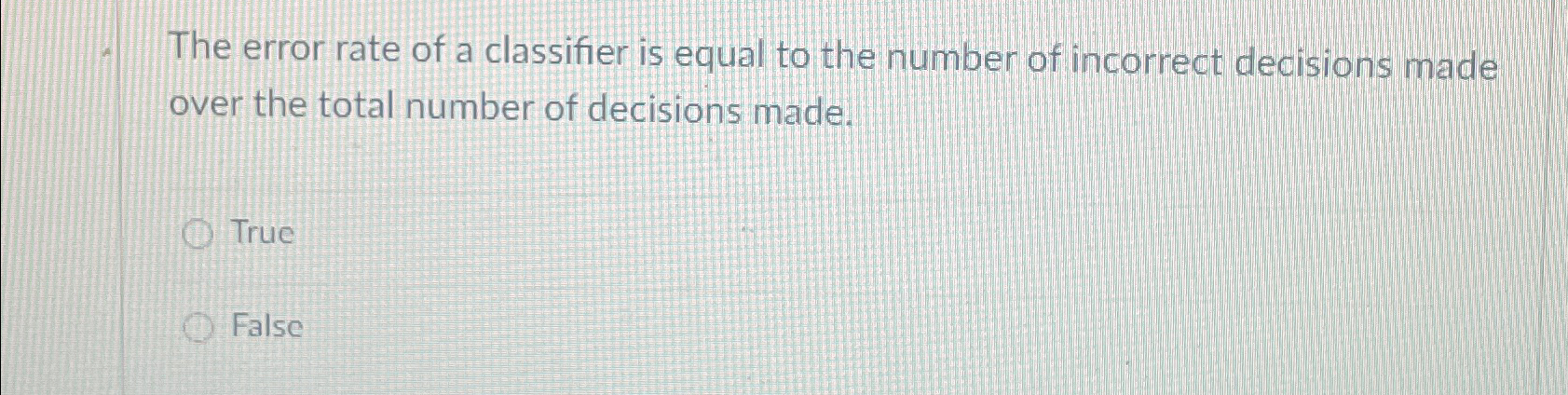 The error rate of a classifier is equal to the