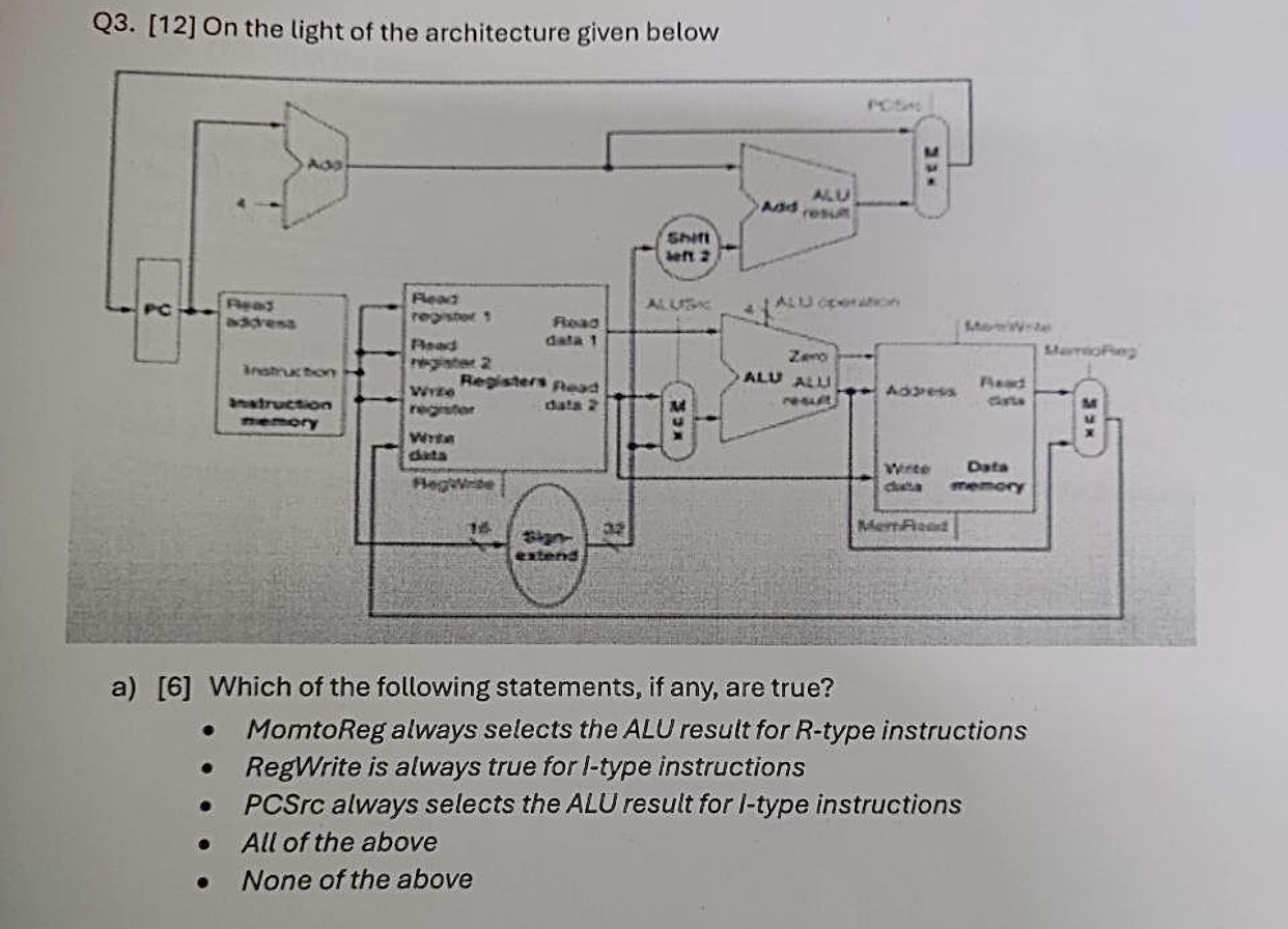 a ) [ 6 ] Which of the following statements, if