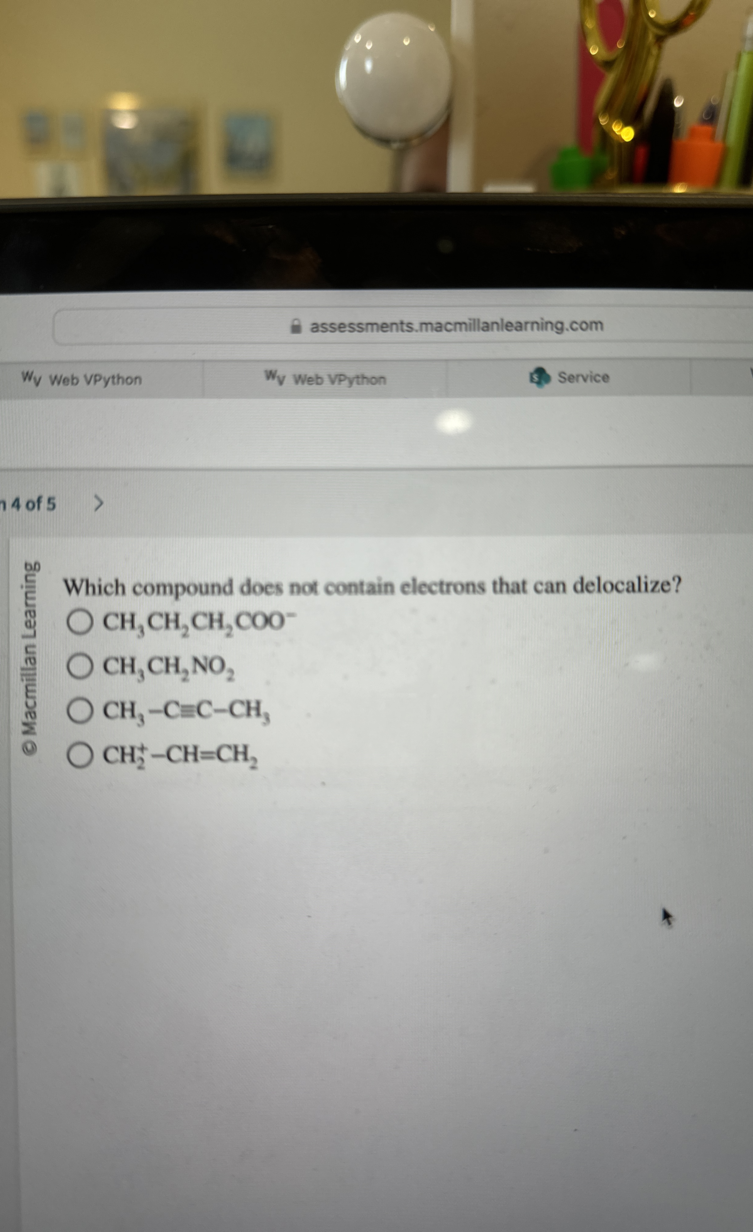 assessments.macmillanlearning.com WV Web VPython