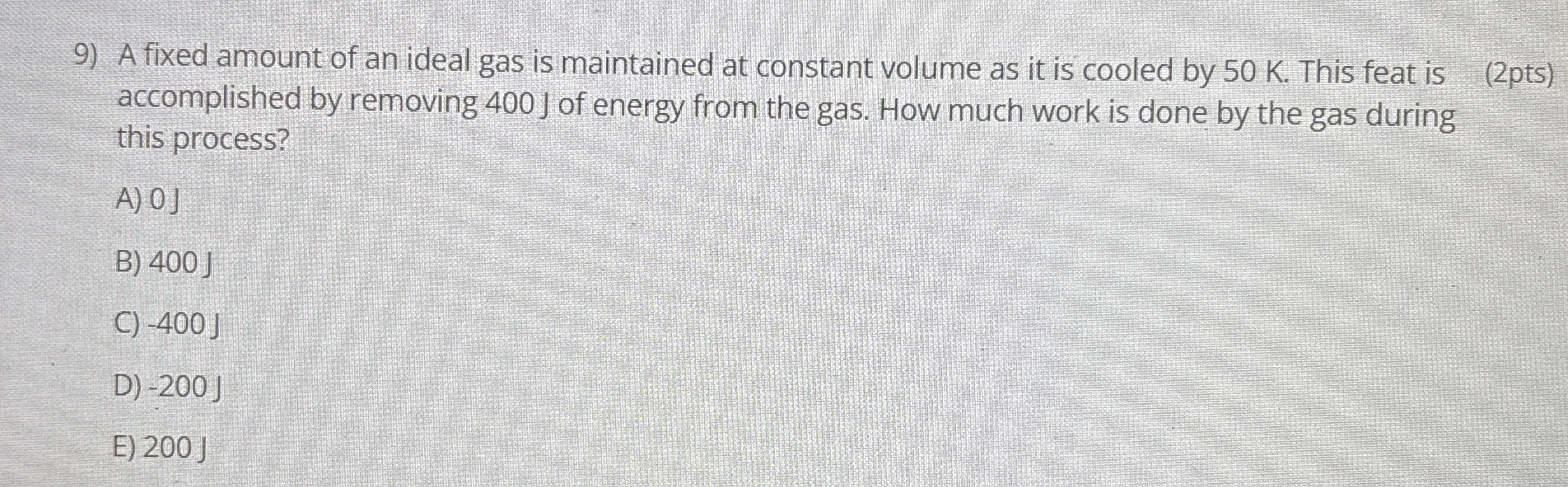 A fixed amount of an ideal gas is maintained at