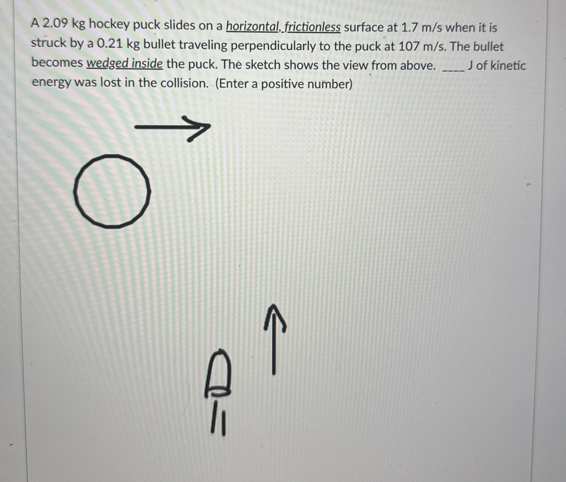 A 2 . 0 9 kg hockey puck slides on a horizontal,