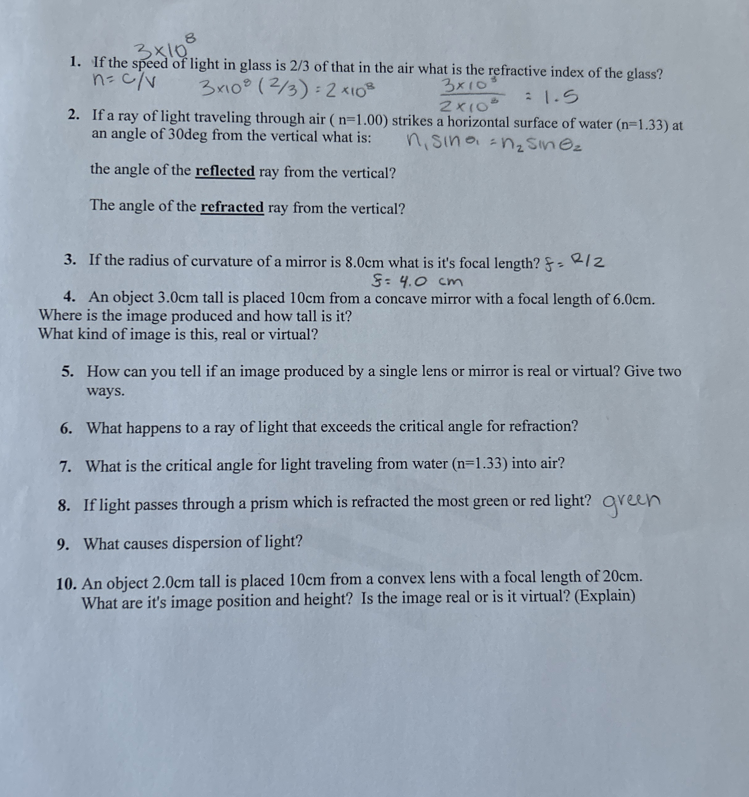 If the speed of light in glass is 2 3 of that in