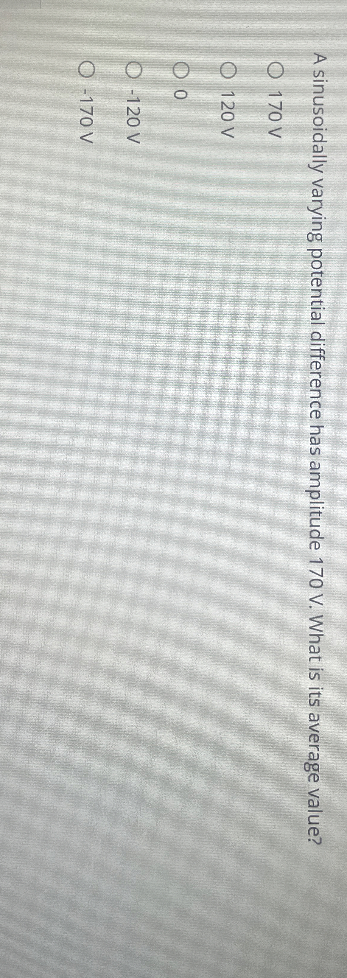 A sinusoidally varying potential difference has