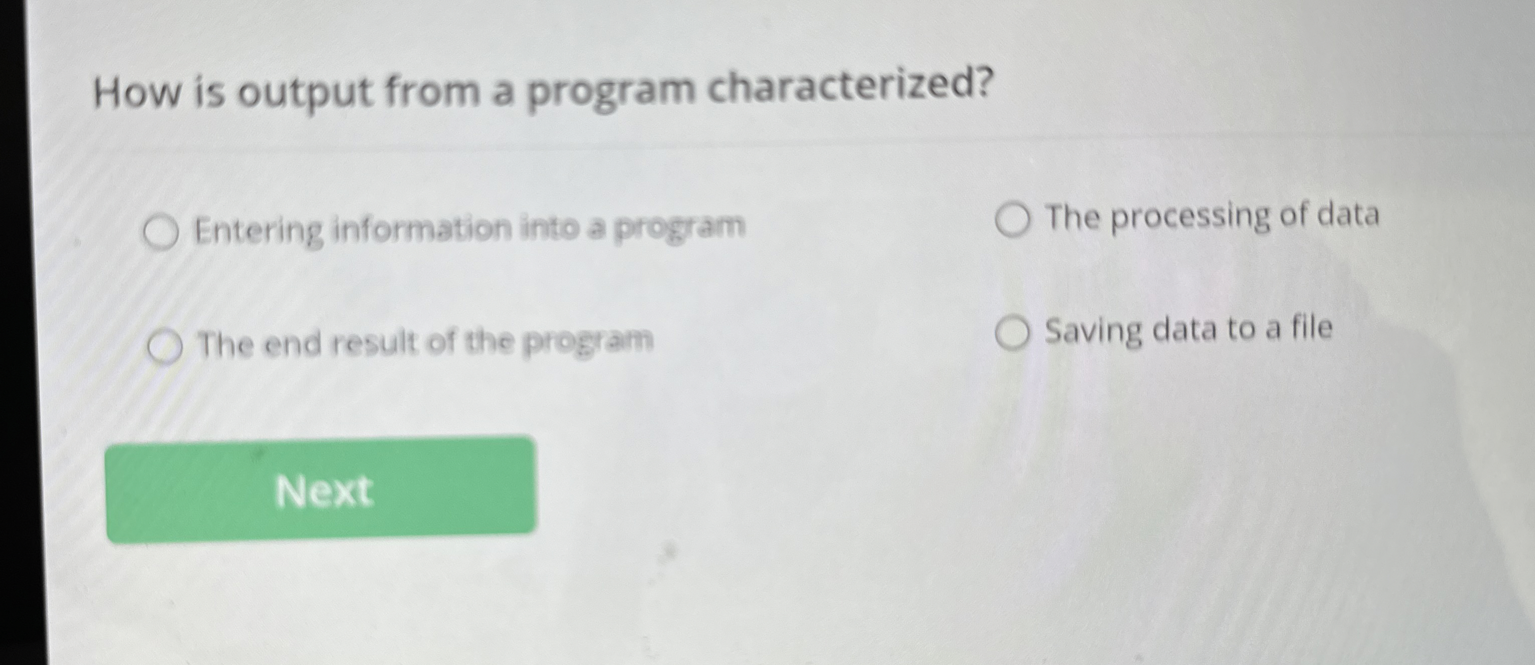 How is output from a program characterized?