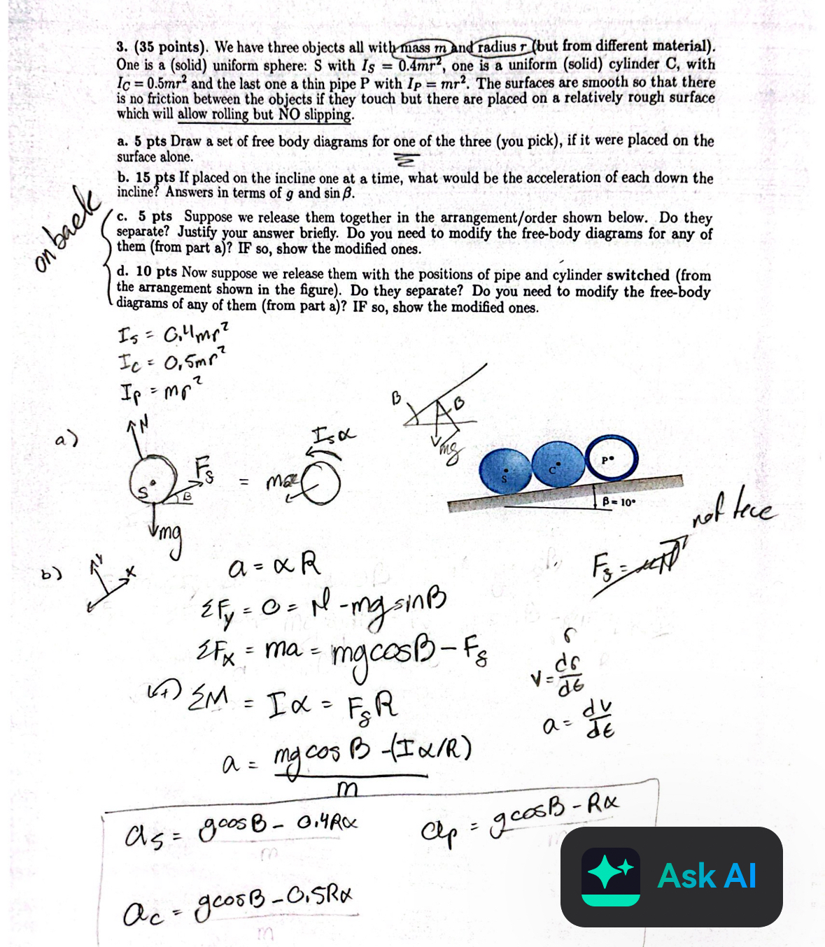 ( 3 5 points ) . We have three objects all with