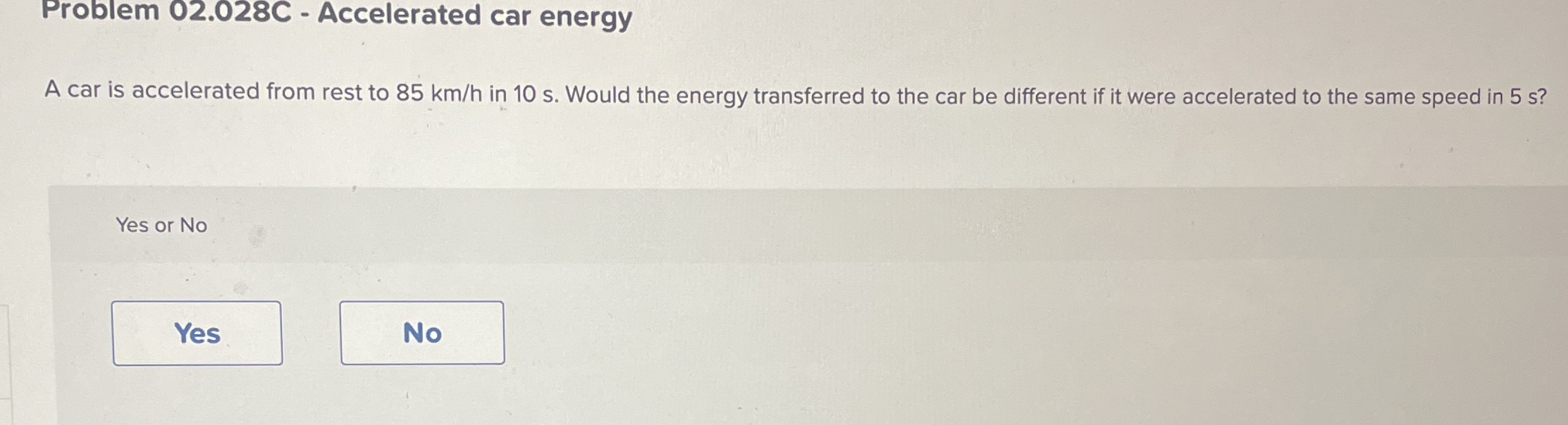 Problem 0 2 . 0 2 8 C - Accelerated car energy A