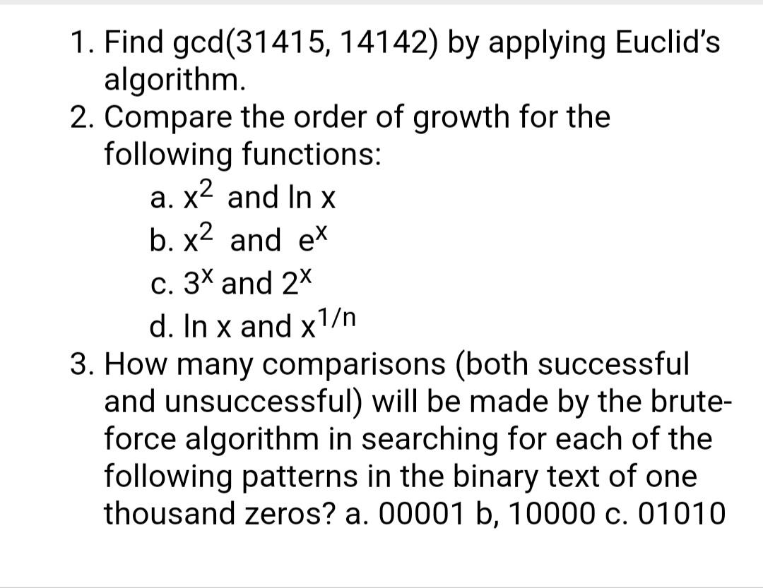 Find g c d ( 3 1 4 1 5 , 1 4 1 4 2 ) by applying