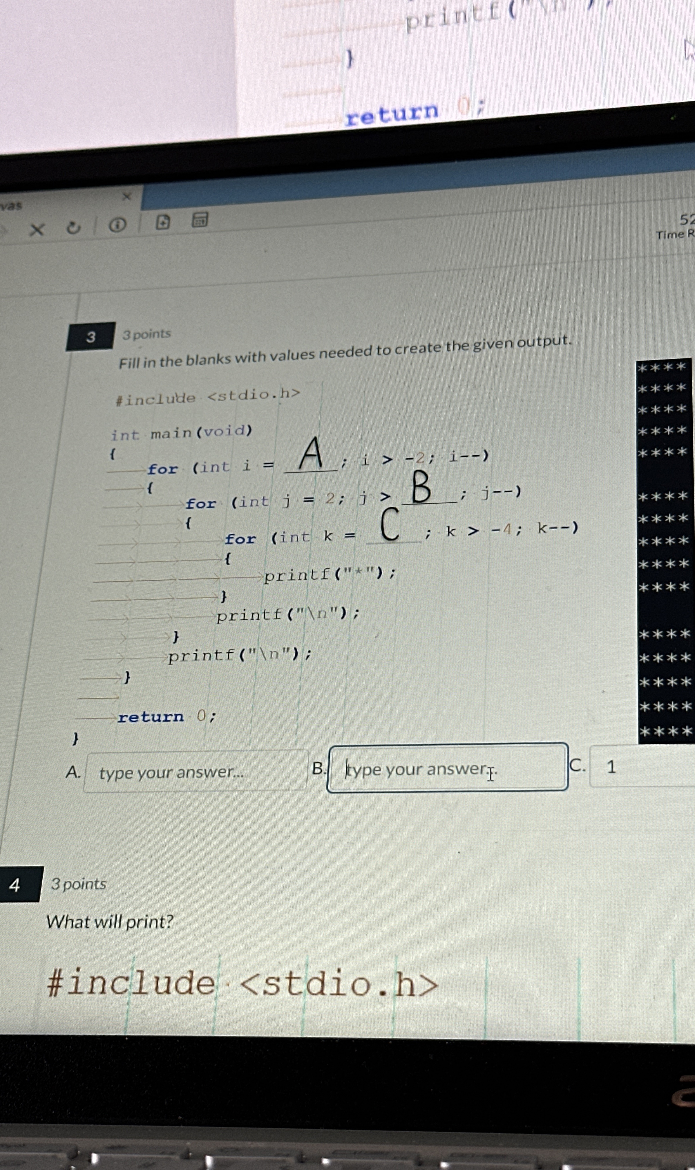 print return Time 3 3 points Fill in the blanks