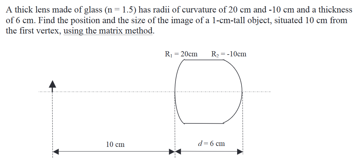 A thick lens made of glass \ ( ( \ mathrm { n } =