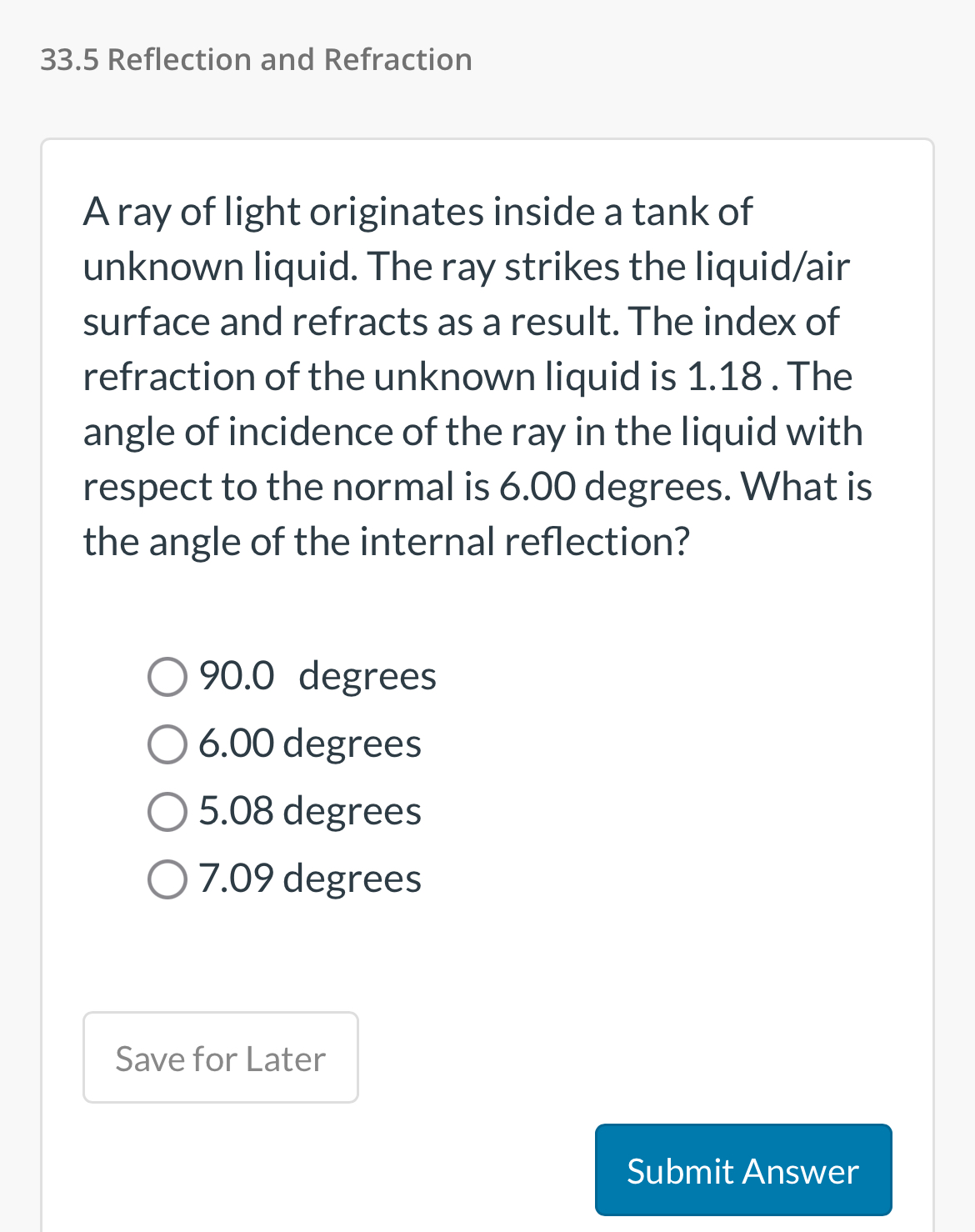 3 3 . 5 Reflection and Refraction A ray of light