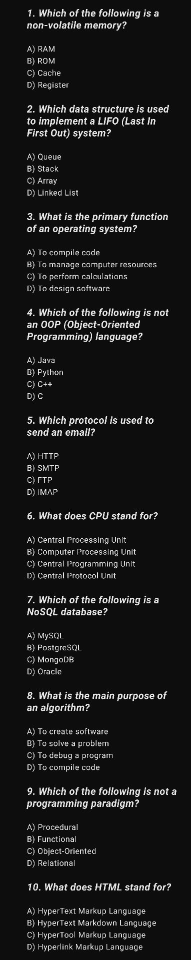 Which of the following is a non - volatile