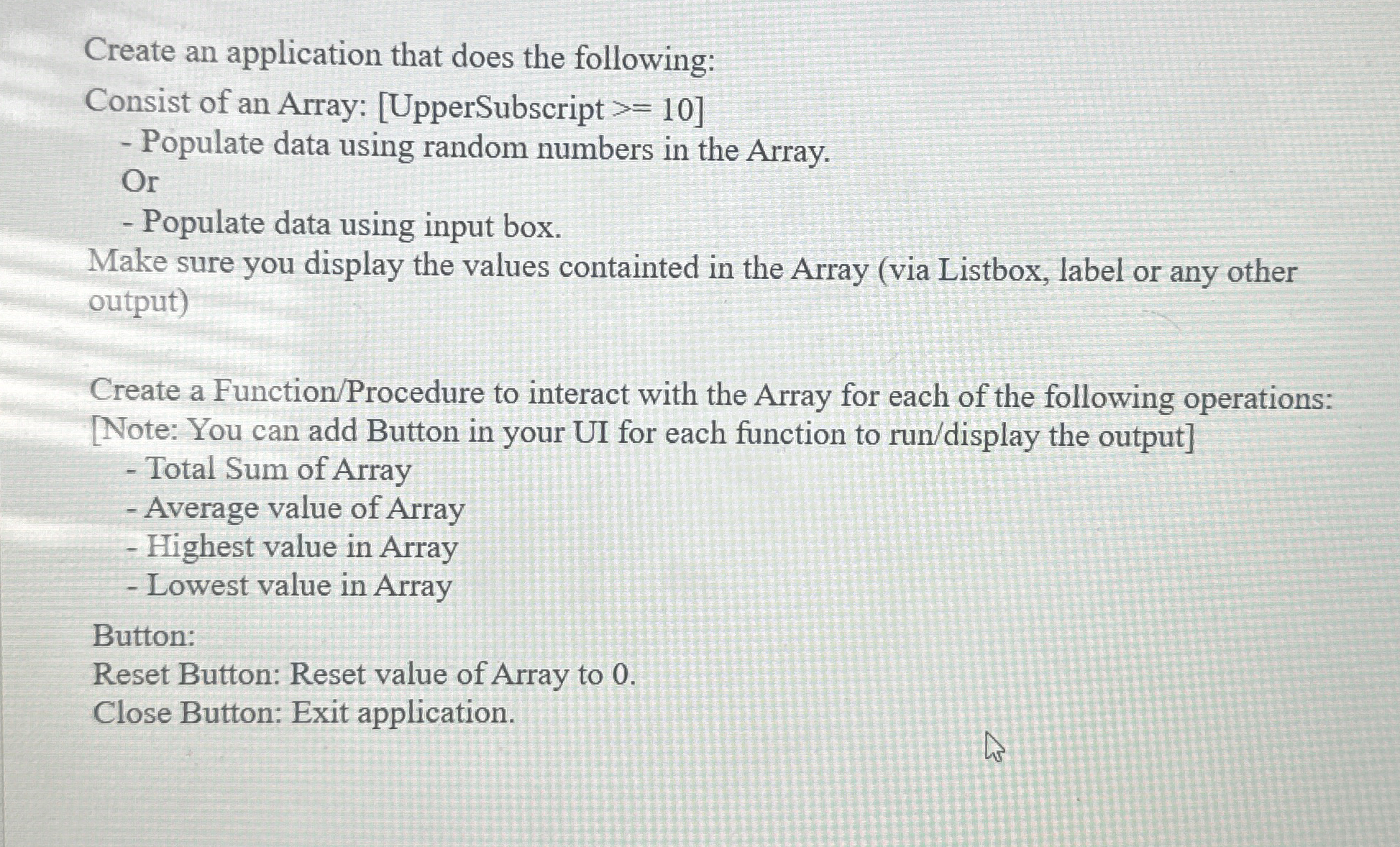 In visual basic codeing language Not python or